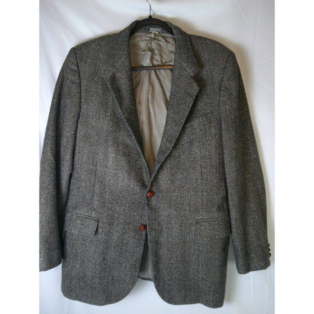 VTG Cooleys Fine Clothing Jean Pierre Styled in Paris Mens Blazer‎ Tweed Brown L